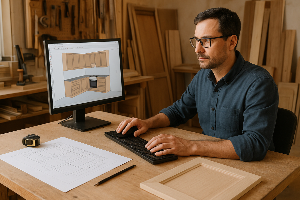 تفاوت کابینت‌سازی که با نرم‌افزار طراحی میکنه (مثل اسکچاپ) و کابینت‌سازی سنتی و دستی