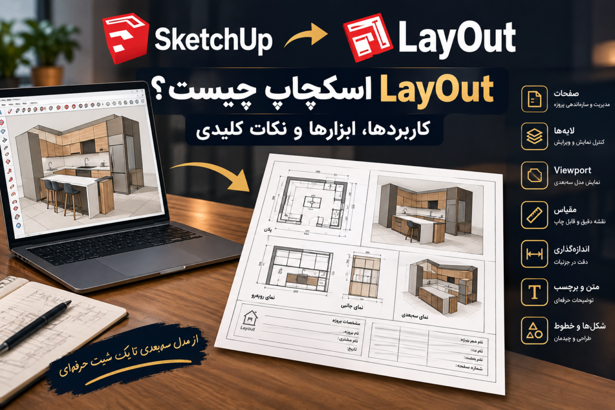 LayOut اسکچاپ چیست؟ کاربردها، ابزارها و نکات مهمی که باید بدانید