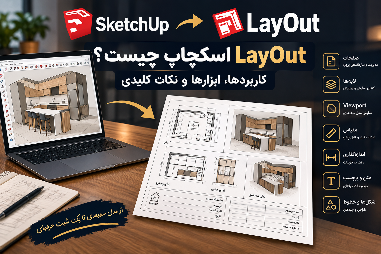 LayOut اسکچاپ چیست؟ کاربردها، ابزارها و نکات مهمی که باید بدانید